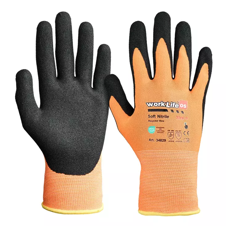 OS Soft Nitrile koko 8 - Pinnoitetut käsineet - 34829080 - 1